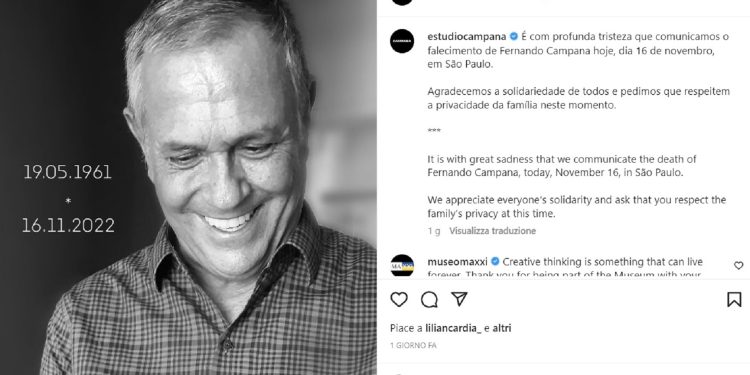 Addio all’architetto e designer Fernando Campana