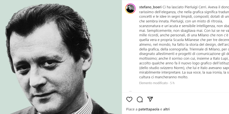 E’ morto l’architetto Pierluigi Cerri, con lui se ne va un pezzo di Milano