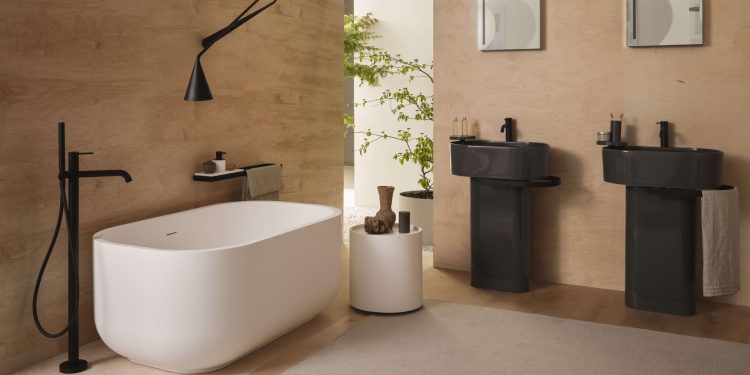 Forme plastiche per Otis, il lavabo a colonna di Ceramica Cielo